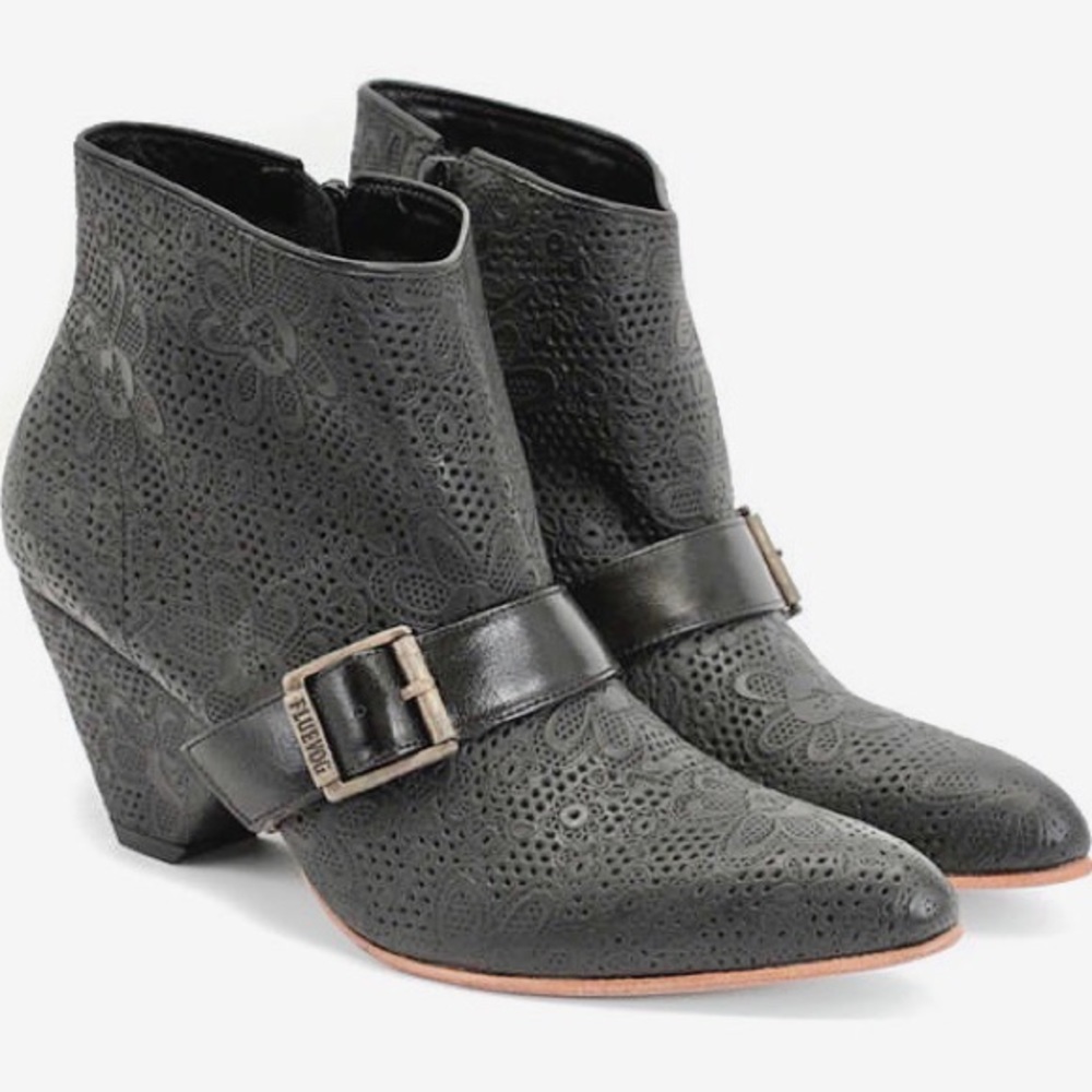 Fluevog "Purpose Determination" Floral Ankle Boot